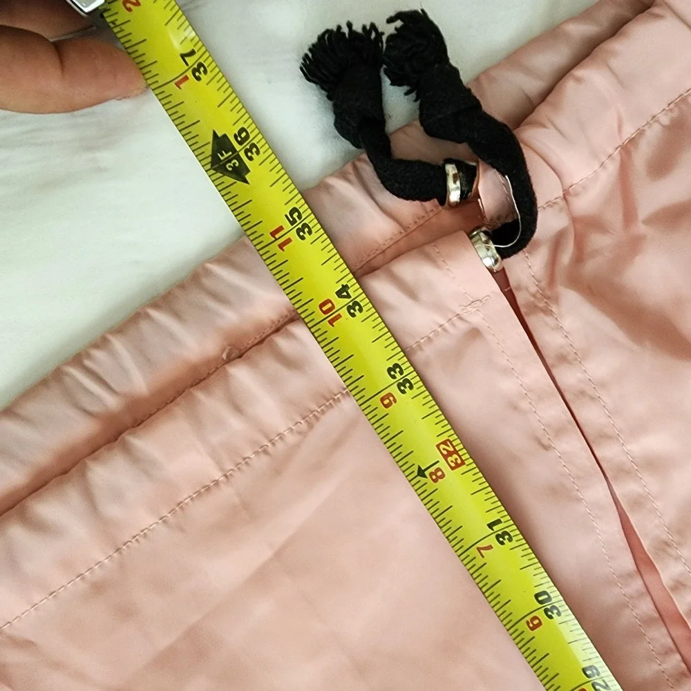 Y2K 36.5 Pink Longline Bomber Jacket with Patches Womens S Windbreaker Retro